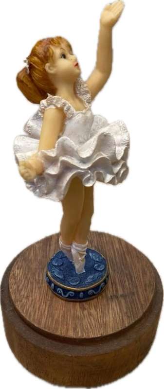 Vintage musical wind up turning wood pedestal with ballerina girl figure