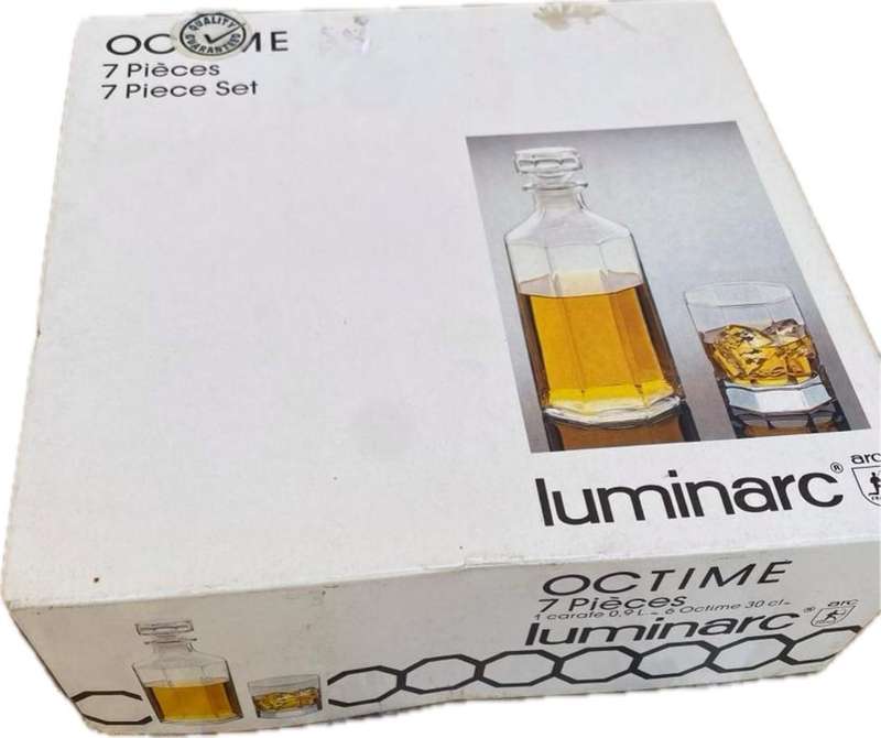 Vintage Luminarc clear Octime decanter glasses x6 unused boxed