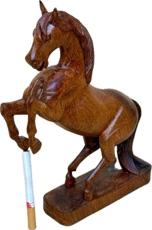 Vintage wooden horse hand carved roaring wood horse sculpture stallion