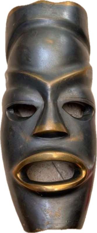 vintage large heavy brass bronze african tribal mask