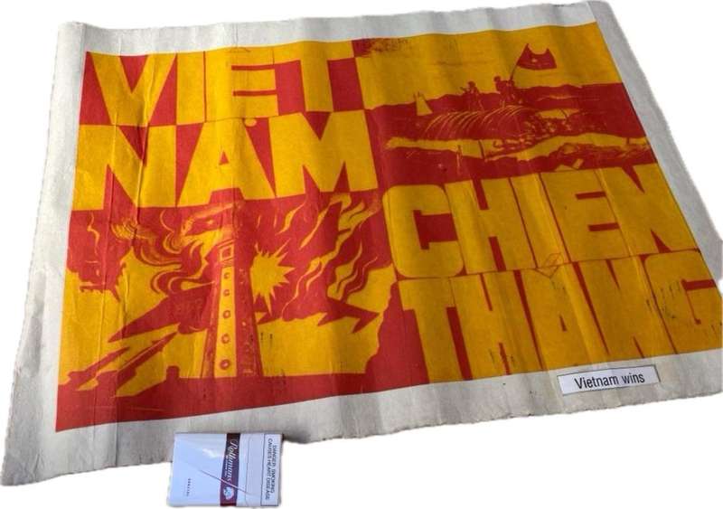 Vintage Vietnam wins war propaganda poster Chien Thang