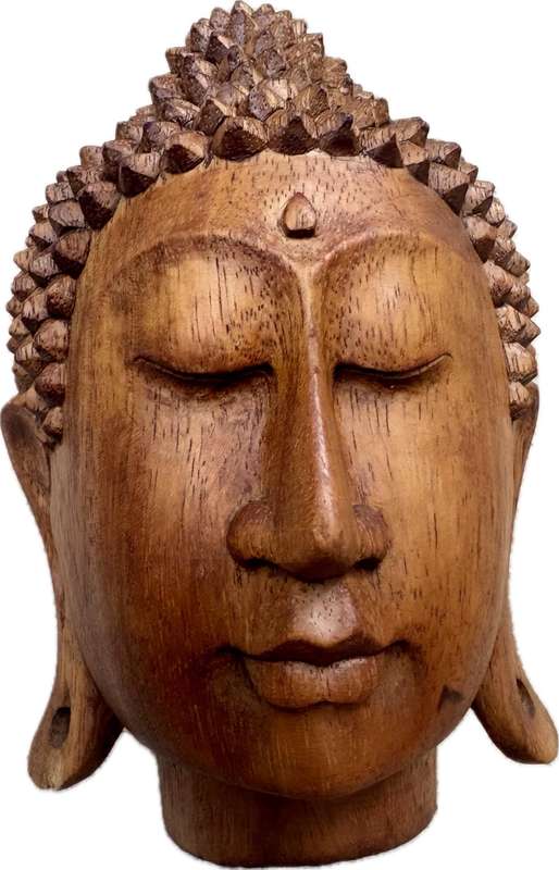 Bali wood Buddha head hand carved sculpture statue for zen in space ,