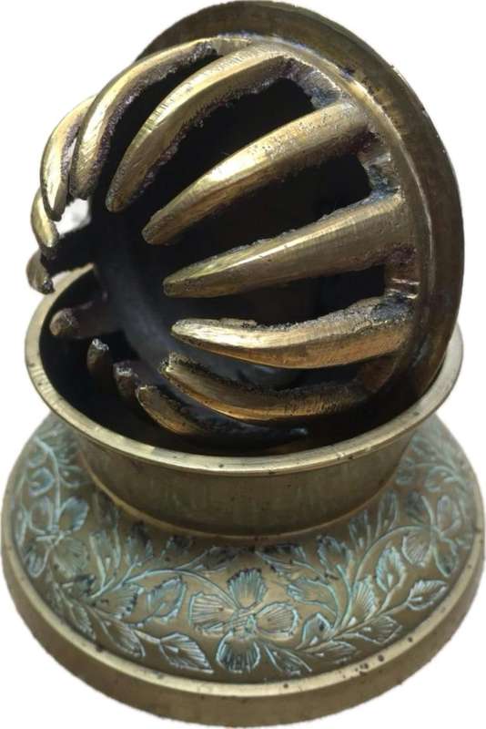 vintage brass elephant claw bell with stand , medium size base 9 cm