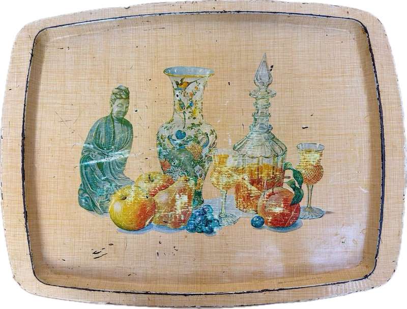 Vintage set of metal trays serving trays x 3