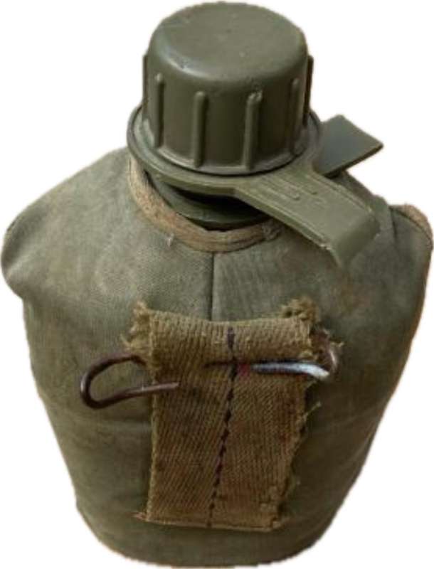 vintage army water bottle in pouch