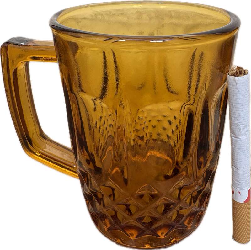 Amber Glass Coffee Mugs set of 3  No. 901 Made in Indonesia 1970