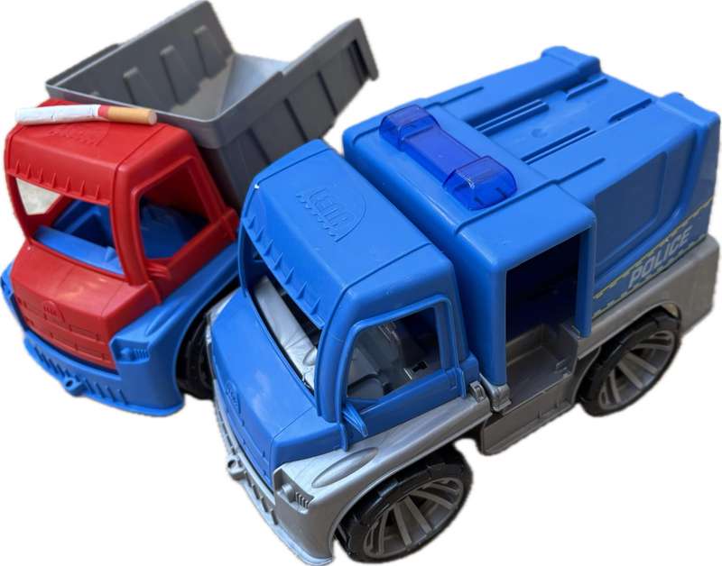Lena dump truck Lena Police car Pair hard plastic toys Germany