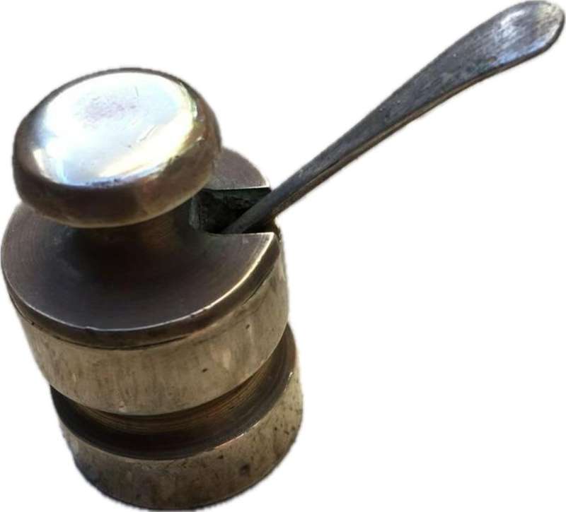 vintage brass salt cellar trenchant style with spoon