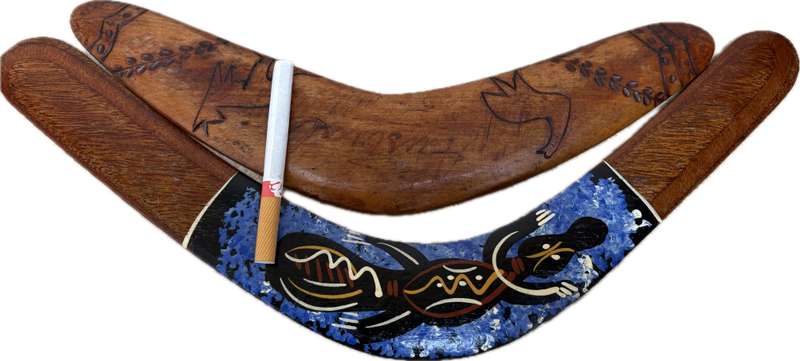 Vintage hunting wood  boomerang Pair of 2