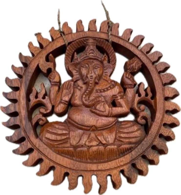 Vintage Ganesha Wall wood carved Plaque carving