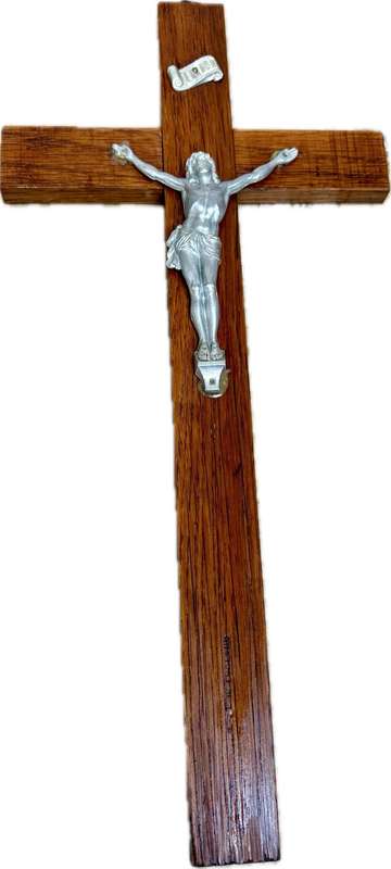 Vintage oak crucifix 35 cm wall mount