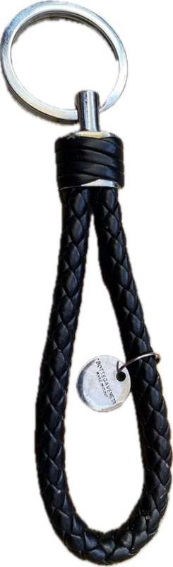 Bottega Veneta Braided Leather Keychain in black Italy