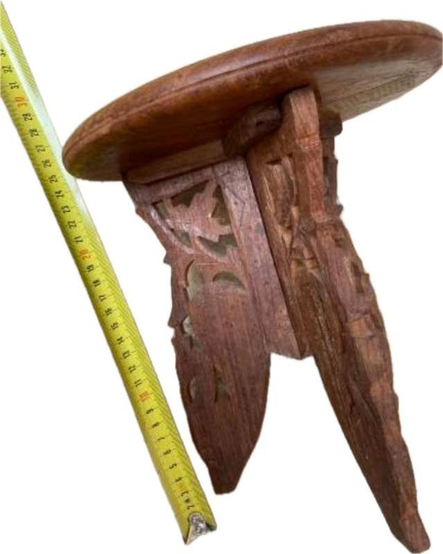 Vintage rosewood India small folding table stand sheesham inlaid detail