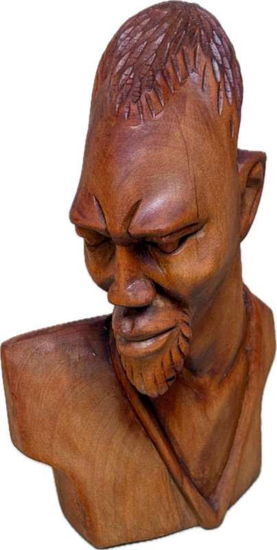 Vintage African man wood bust hand craft art statue of no man