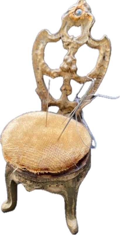 vintage brass pin needle cushion chair