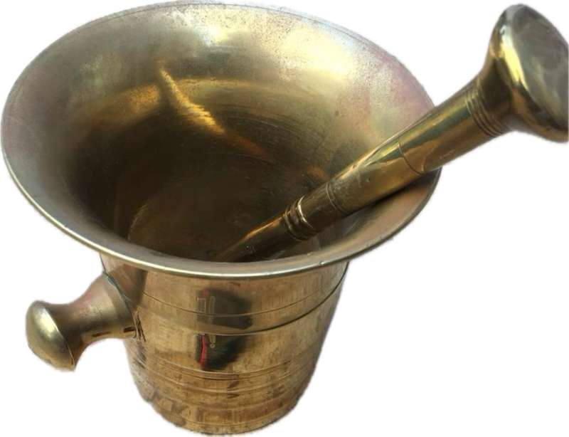 vintage heavy brass mortar and pestle no 8