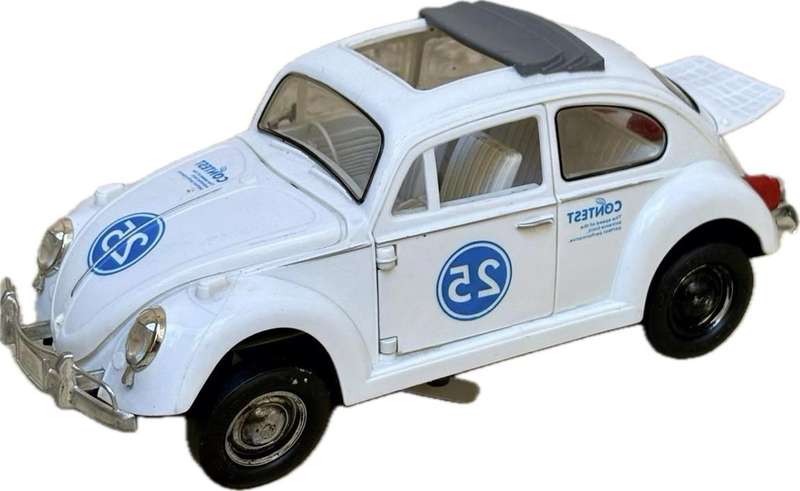 Vintage Wen Sheng love bug Volkswagen Beetle White contest no 25 toy car 1/18