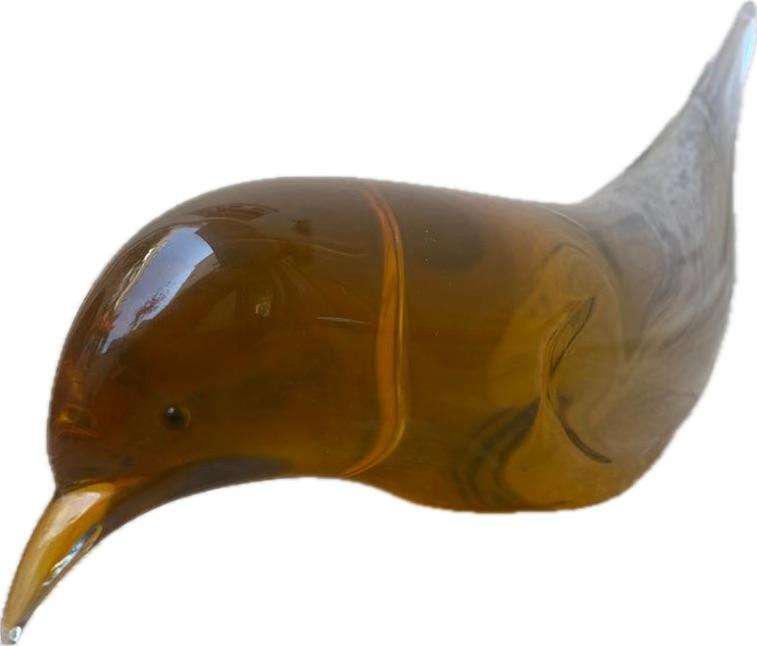 Murano glass bird large size amber