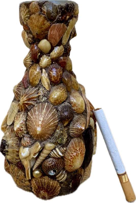 Vintage glass shell encrusted vsse / candle holder