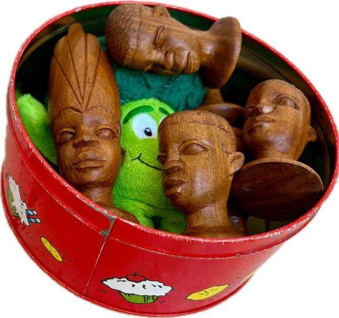 African tribe wood bust lot of 5