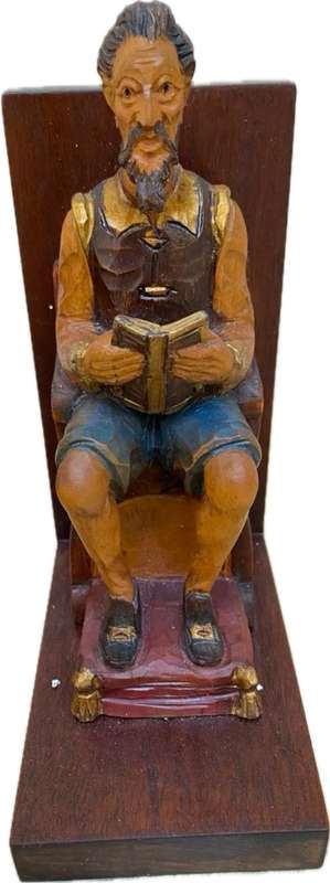 Wood carved bookends hand painted hand carved