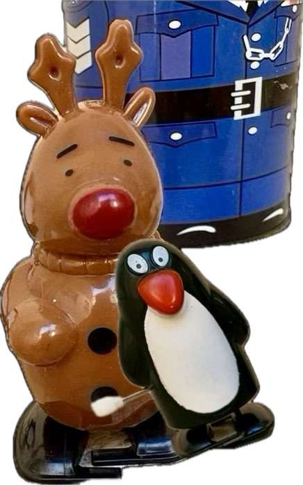 Wind up toy lot of 3 in money box
