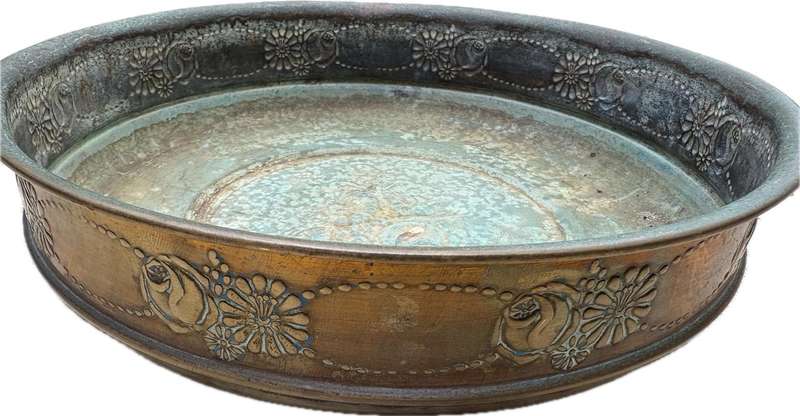 Vintage brass planter tray floral design