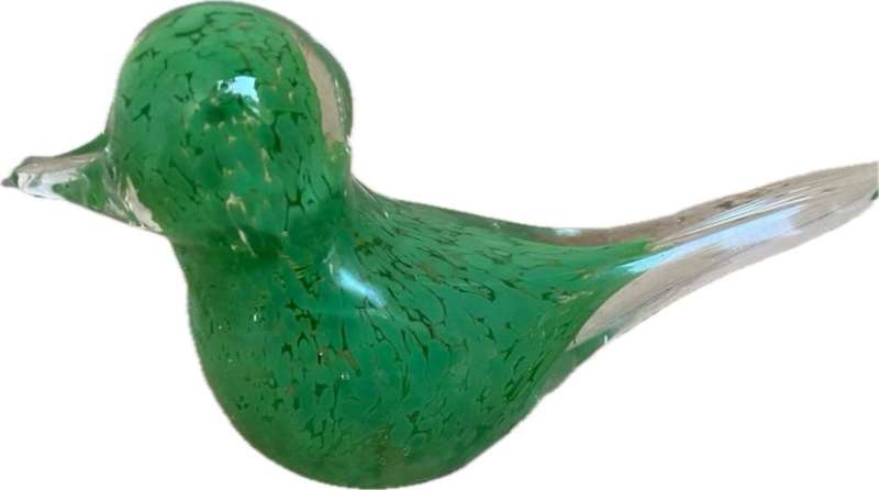 Murano glass bird green medium size paperweight