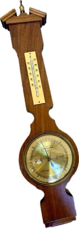 Vintage German wooden barometer hygrometer