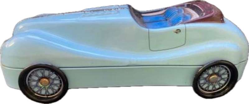 vintage blue car toffee tin woolworths trinket tin storage tin car