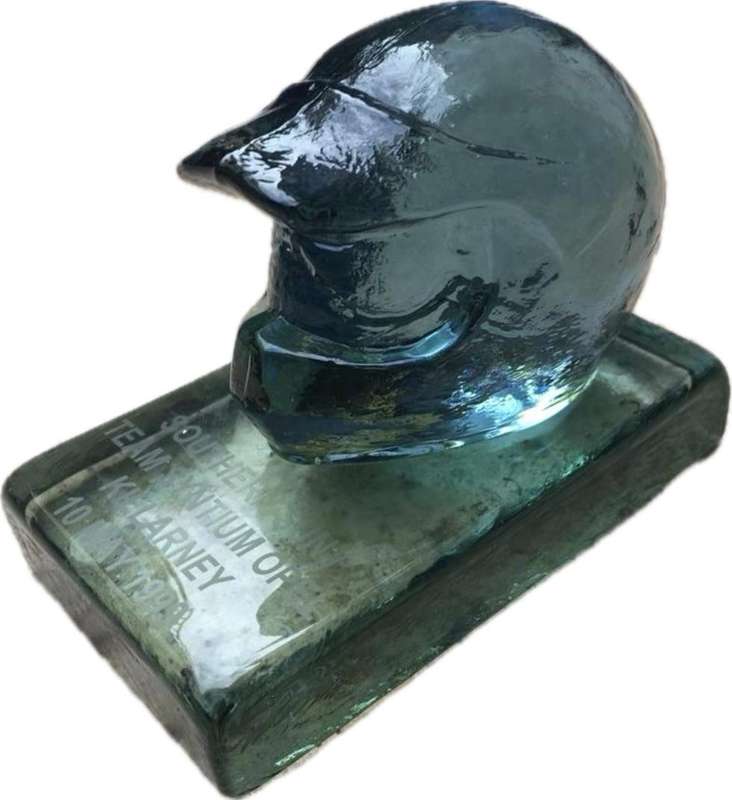 glass motorcycle helmet paperweight