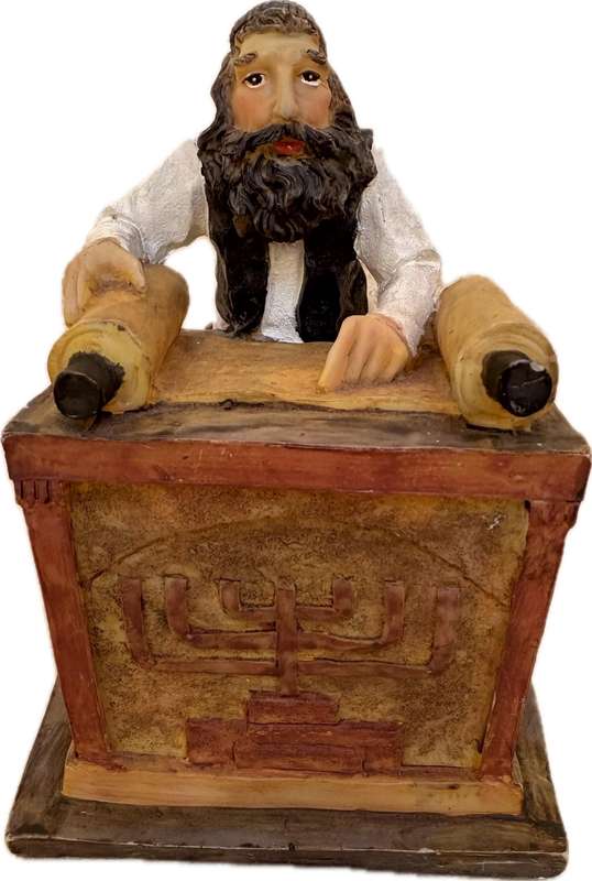 Vintage David Kaplan chalk ware statue , Rabbi studying the Torah 1970