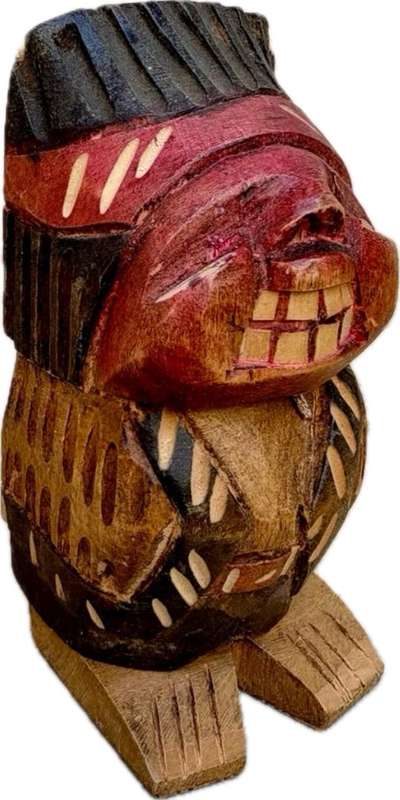 Hand crafted wooden indian totem figure flasher made in Chile , adult warning