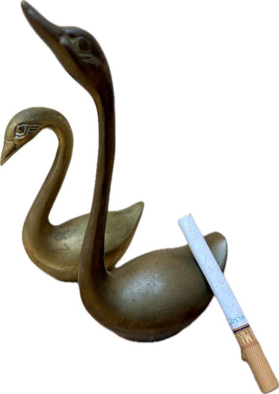 Vintage Brass Swan Duck Goose pair