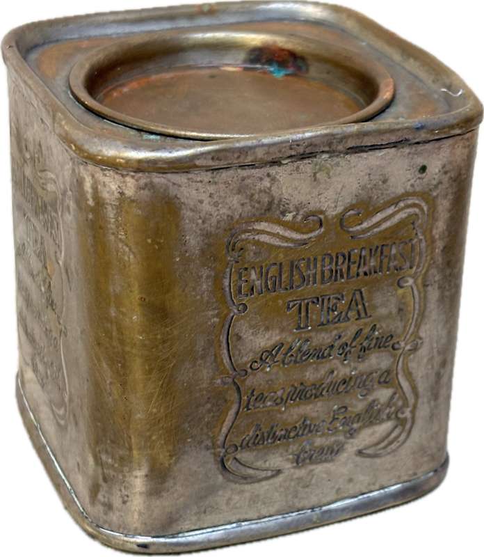 vintage brass english breakfast tea canister tin