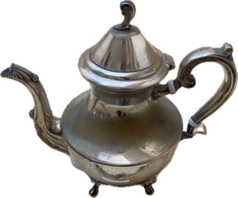 antique silver plate plated claw foot footed teapot tea pot
