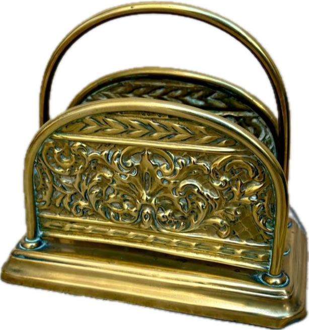 Vintage brass napkin holder , letter holder