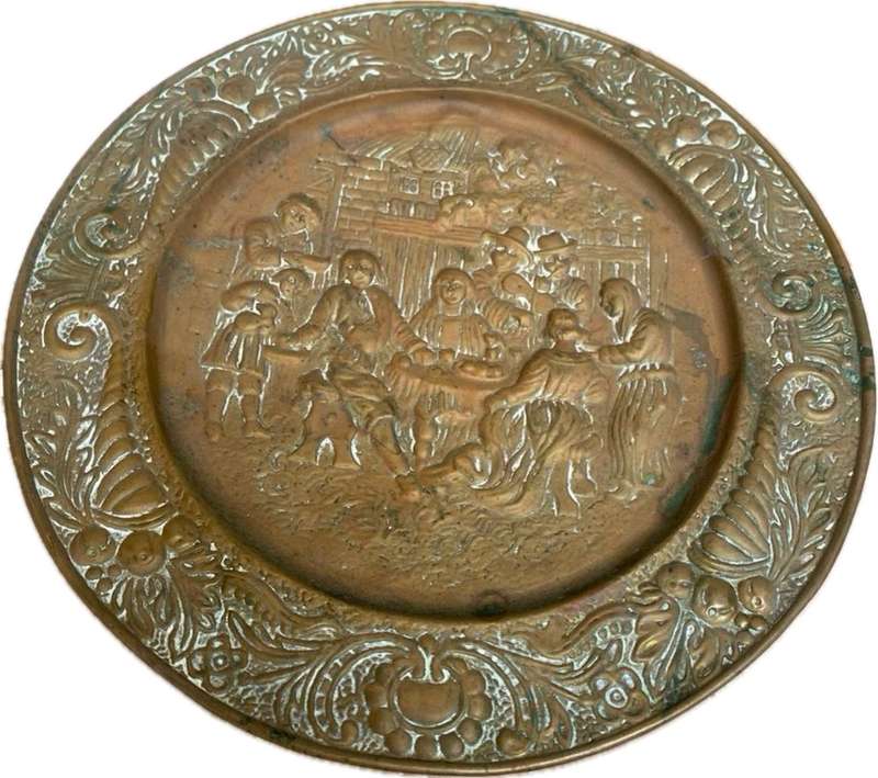 Embossed brass wall plaque 36cm