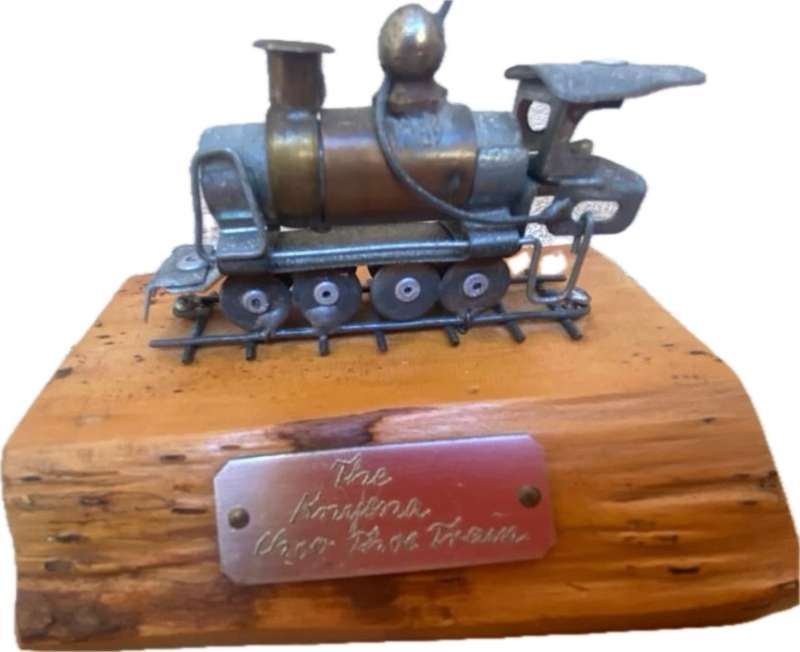 Vintage locomotive choo choo train Knysna souvenir steampunk yellowwood base
