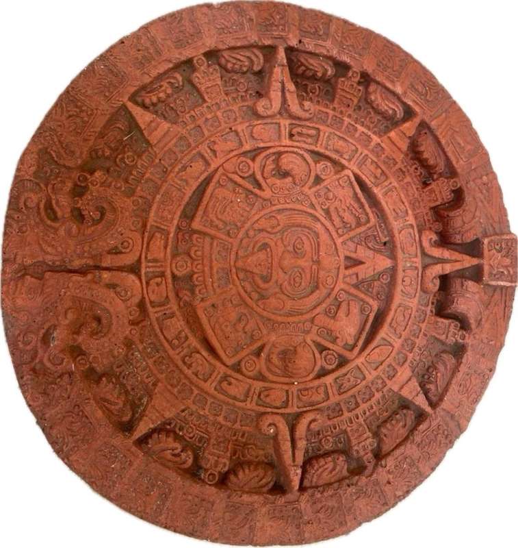 Vintage Aztec Mayan calendar wall hanging plaque