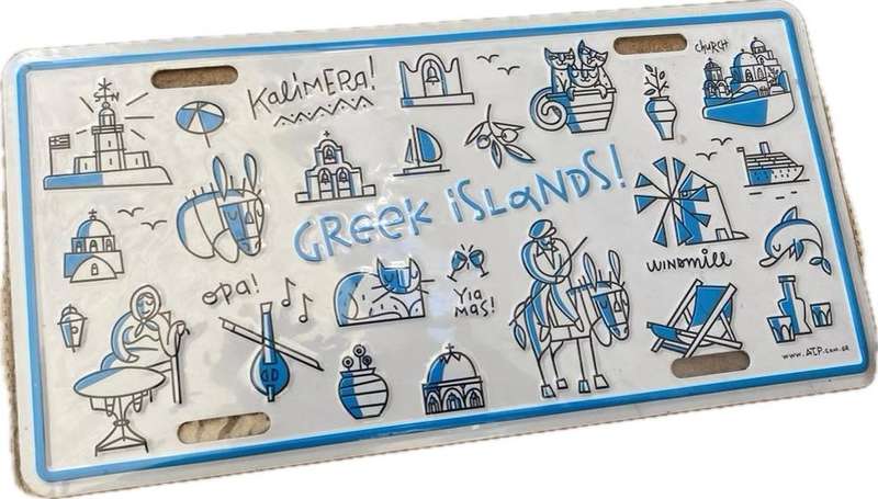 Greek islands aluminium plate , Greece decor man cave
