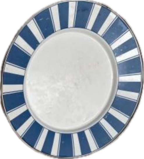 golden rabbit enamelware blue stripe plates lot of 4