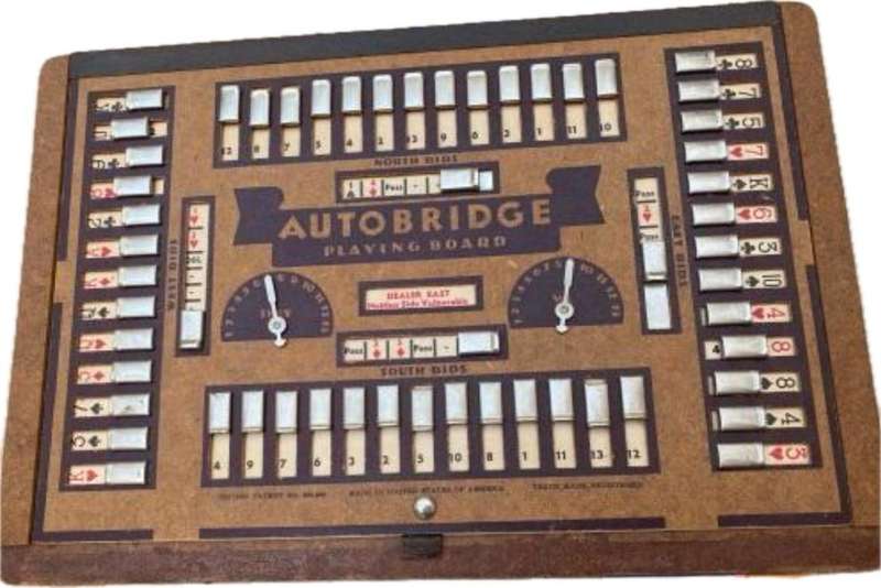 vintage Autobridge playing board wood with group A and group C advanced series sheets