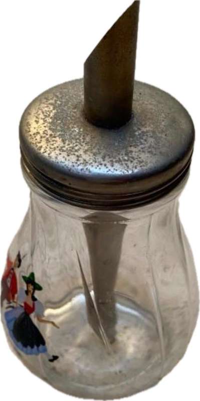 vintage salt pourer salt dispenser Austria hand painted dancing scene