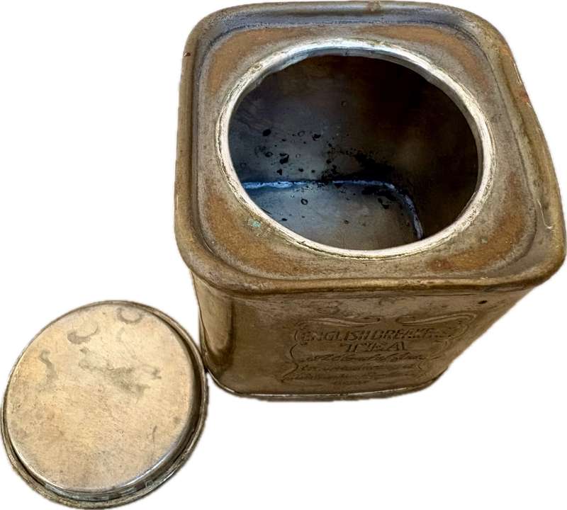 vintage brass english breakfast tea canister tin