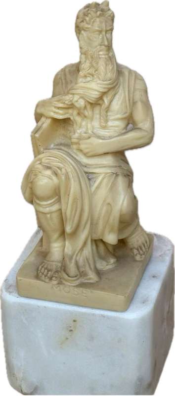Vintage R Leoni Moses figure statuette Italy , marble pedestal castle box