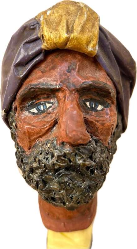 Vintage paper mache East Indian man puppet head