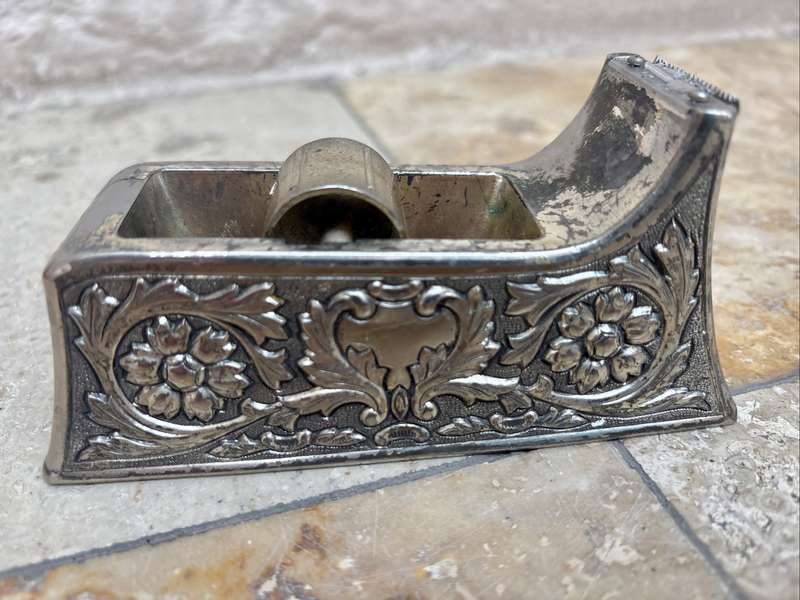 Vintage ornate tape dispenser silver plate