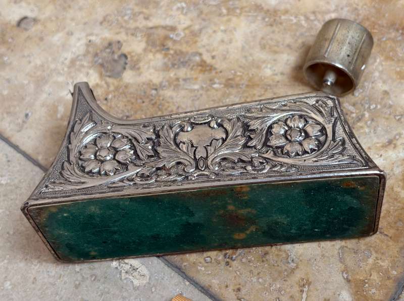 Vintage ornate tape dispenser silver plate