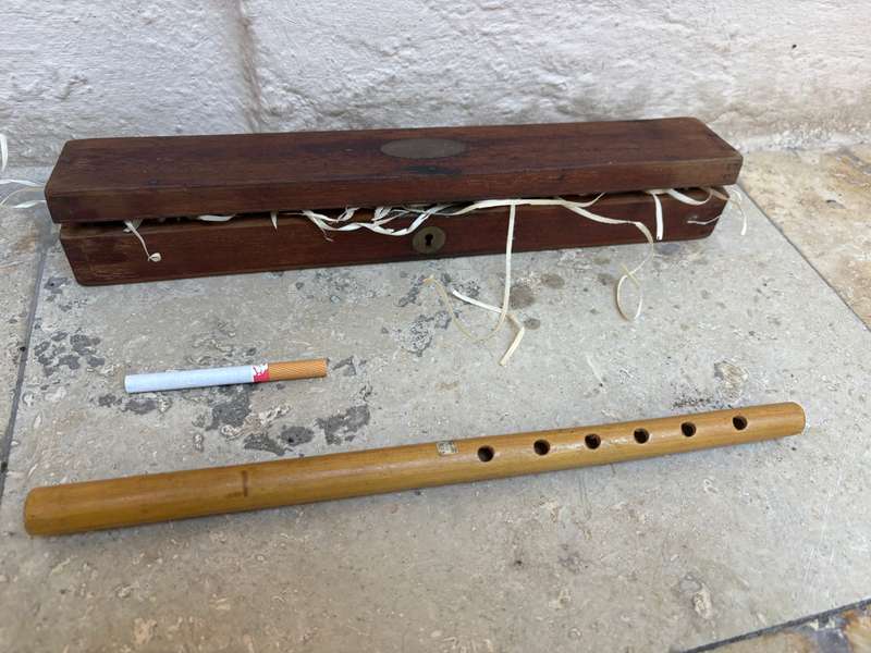 Vintage wood bamboo flute Japan in wood box